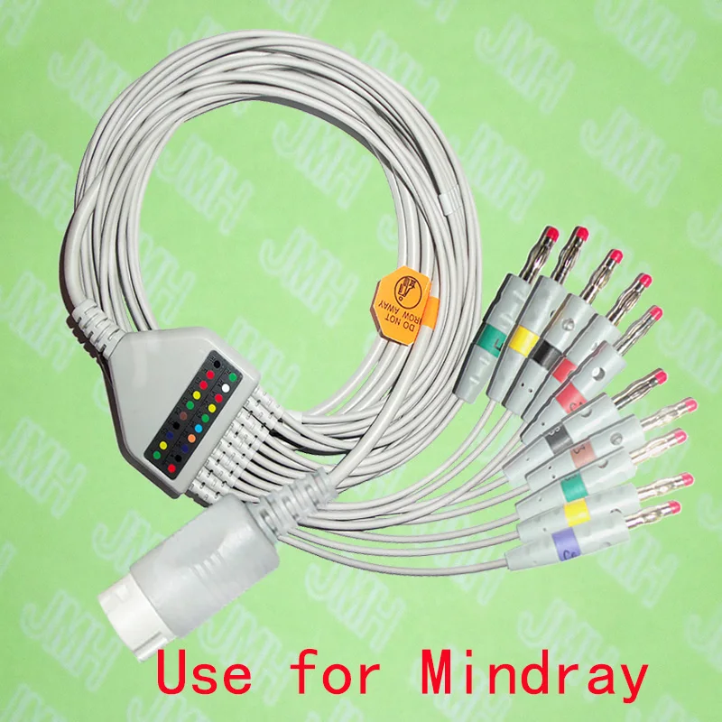 

Compatible with Mindray EKG 10 lead,One-piece ECG cable and leadwires,12PIN,Red 4.0banana,IEC or AHA.