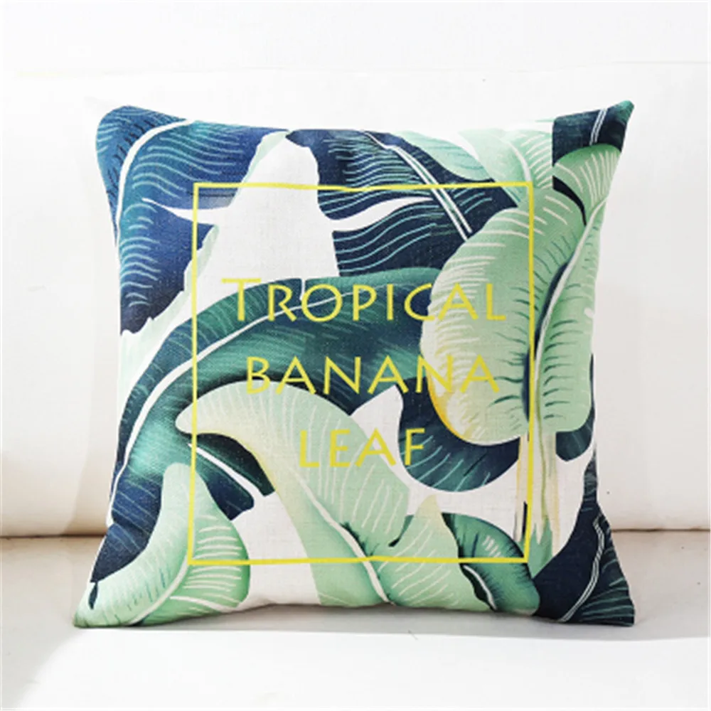 Decorative Throw Pillow Case Green Tropical Pant Palm Leaf Leaves Decoration For Sofa Home Capa De Almofadas 45x45cm | Дом и сад
