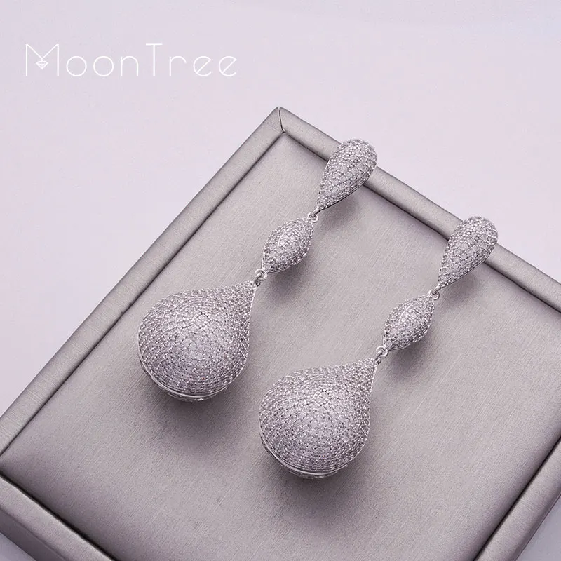 Женские медные серьги MoonTree роскошные крупные 65 мм с твердым шариком полностью