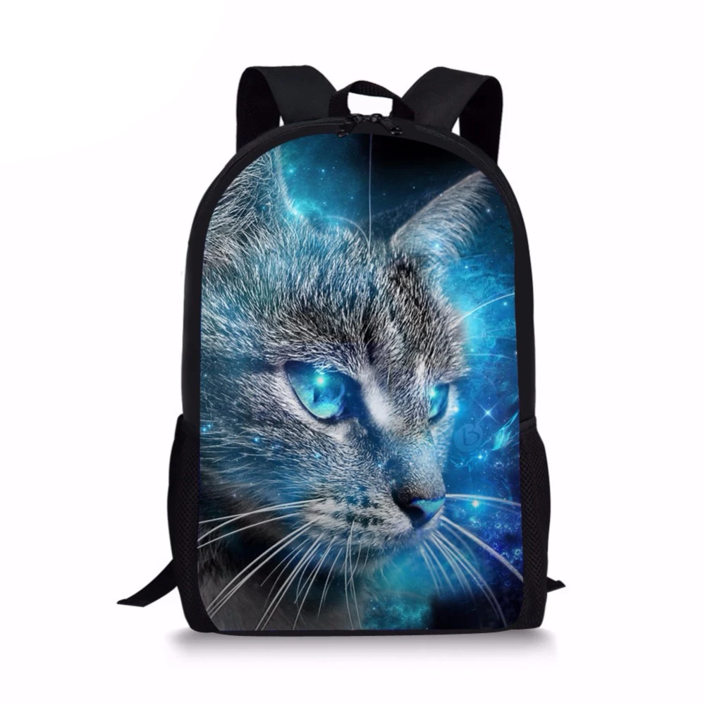 Kawaii 3D Galaxy/Universe Cat напечатанные школьные сумки для мальчиков и девочек синие