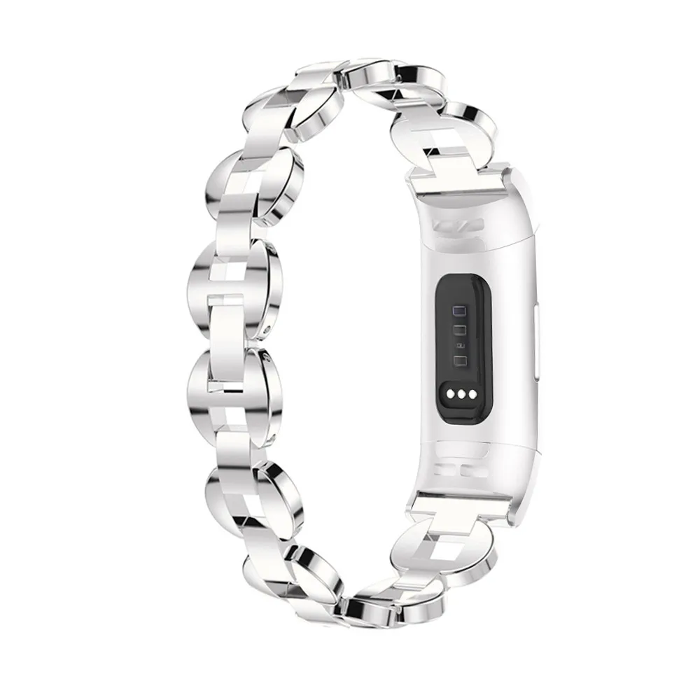 Умные умные часы ремешок Smartband mi band Link металлические браслеты Замена регулируемые ремешки кристалл для Fitbit Charge 3