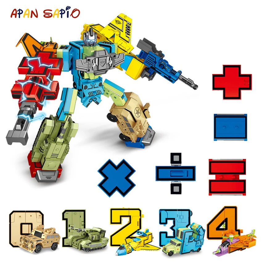 Игрушка-трансформер "10PCS Action Figure Transformation Number Robot Toy Building Blocks Deformation Pocket Morphers" для детей.