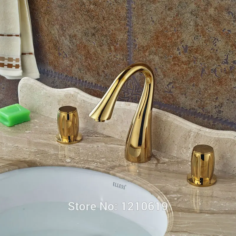 Новый европейский стиль Золотой пластинчатый кран для раковины ванной комнаты