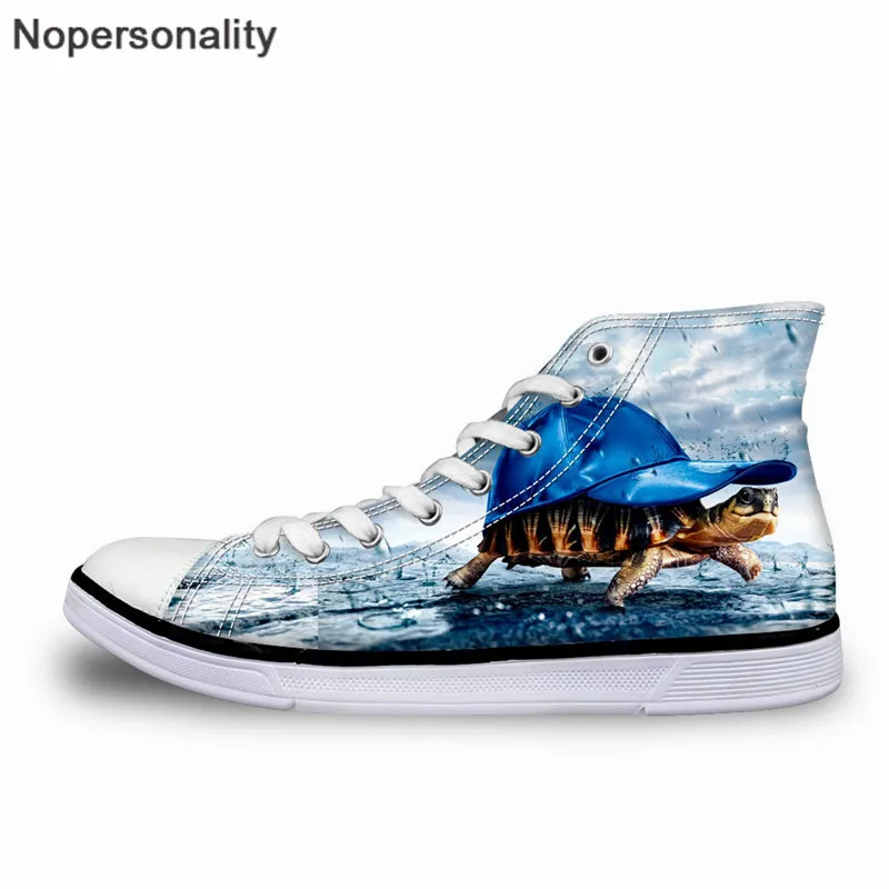 Nopersonality Women High Top Breathable Shoes 3D Sea Turtle Prints Canvas for Leisure Female Ladies Flats Sneakers | Обувь