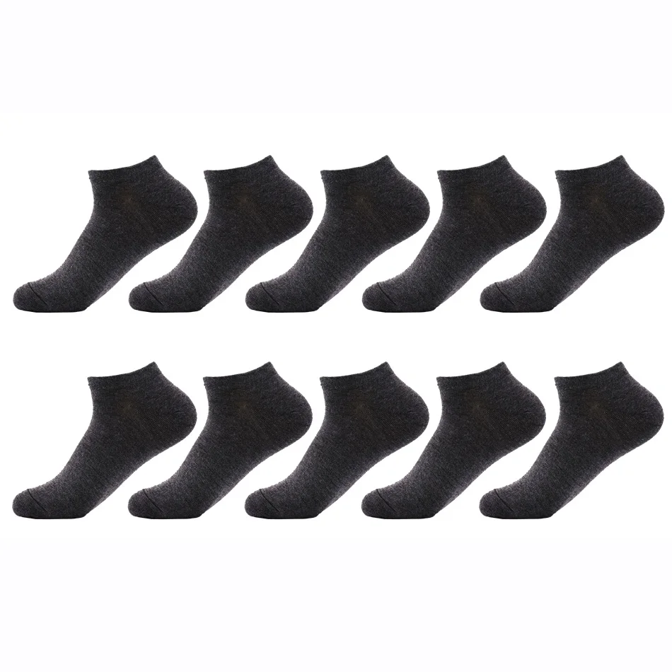 10 pairs dark grey 10 пар, высококачественные повседневные мужские носки в деловом стиле, хлопковые брендовые носки для кроссовок, быстросохнущие черные белые короткие носки для мужчин - Цвет: 10 pairs dark grey