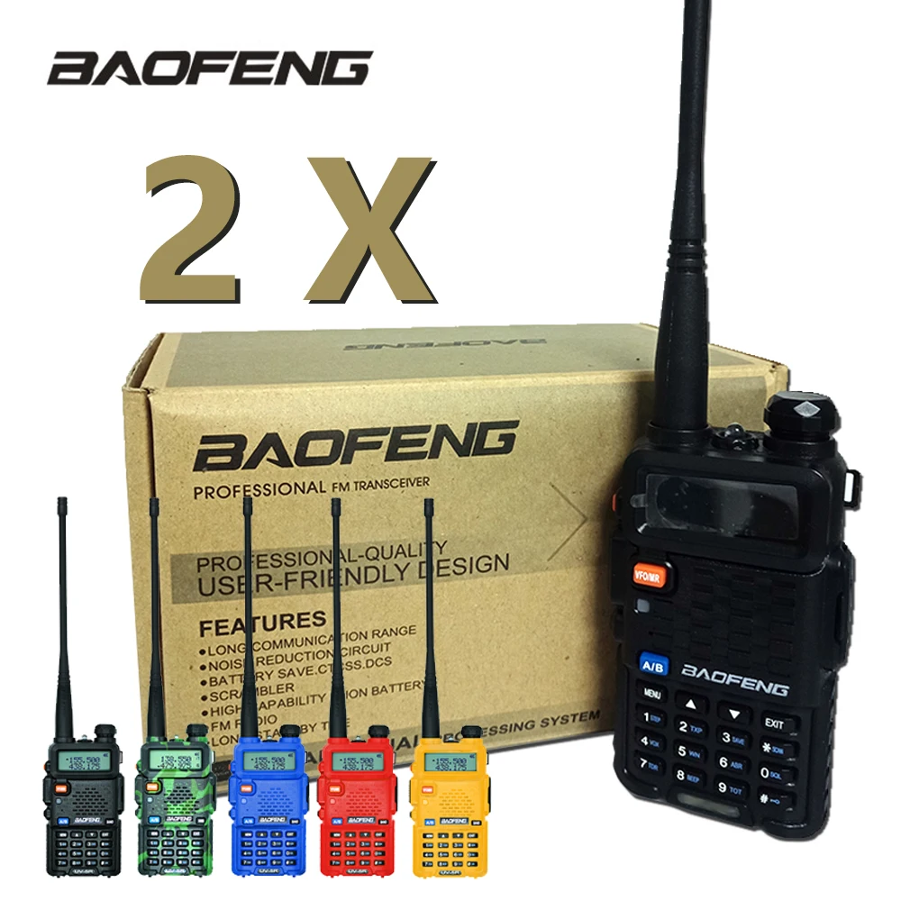 

2Pcs Baofeng UV-5R Walkie Talkie UV5R CB Radio Station 5W 128CH VHF UHF Dual Band UV 5R Two Way Radio for Hunting Ham Radios