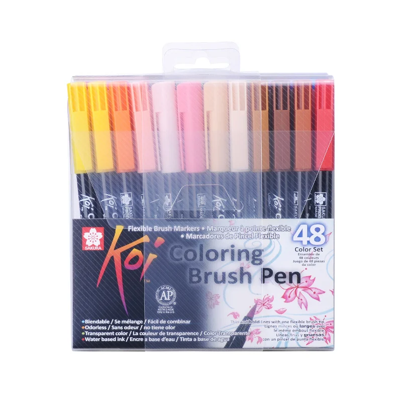48 Colors Set Sakura Koi Цвет ing кисть XBR 6 серый/12/24/48 Цвета комплект Гибкая кисть маркер воды Цвет ручка-арта - Цвет: 48 Colors Set