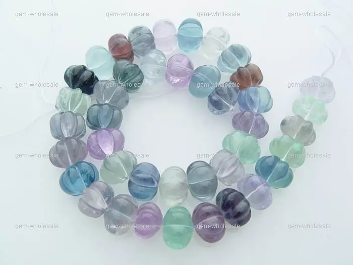 

10mm*15mm natural pumpkin Fluorit crystal loose beads strand