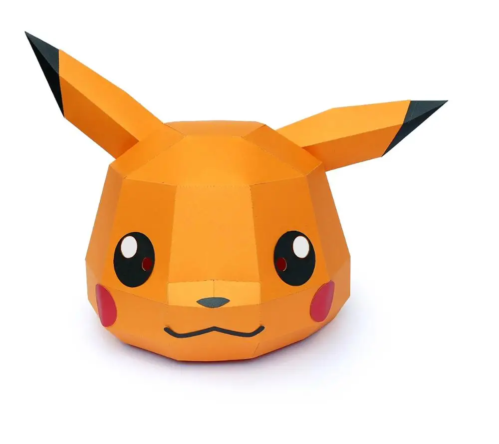 As picture Бумажная маска 3d Костюм Пикачу Косплей DIY Бумага Ремесло Маска модели Рождество Хэллоуин выпускной вечер вечерние подарки - Цвет: As picture