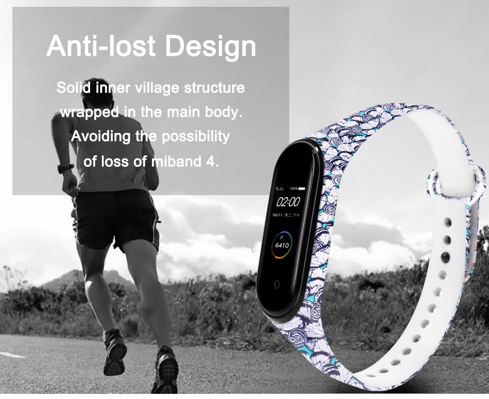 BOORUI Mi band 4 ремешок для xiaomi mi band 4 аксессуары pulsera inteligente силиконовый пояс с цветами Замена для m4 band