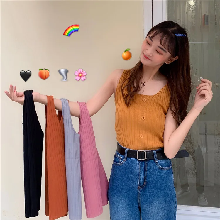 2019 летний вязаный женский кроп Топ корейский стиль пикантные короткие Haut Femme