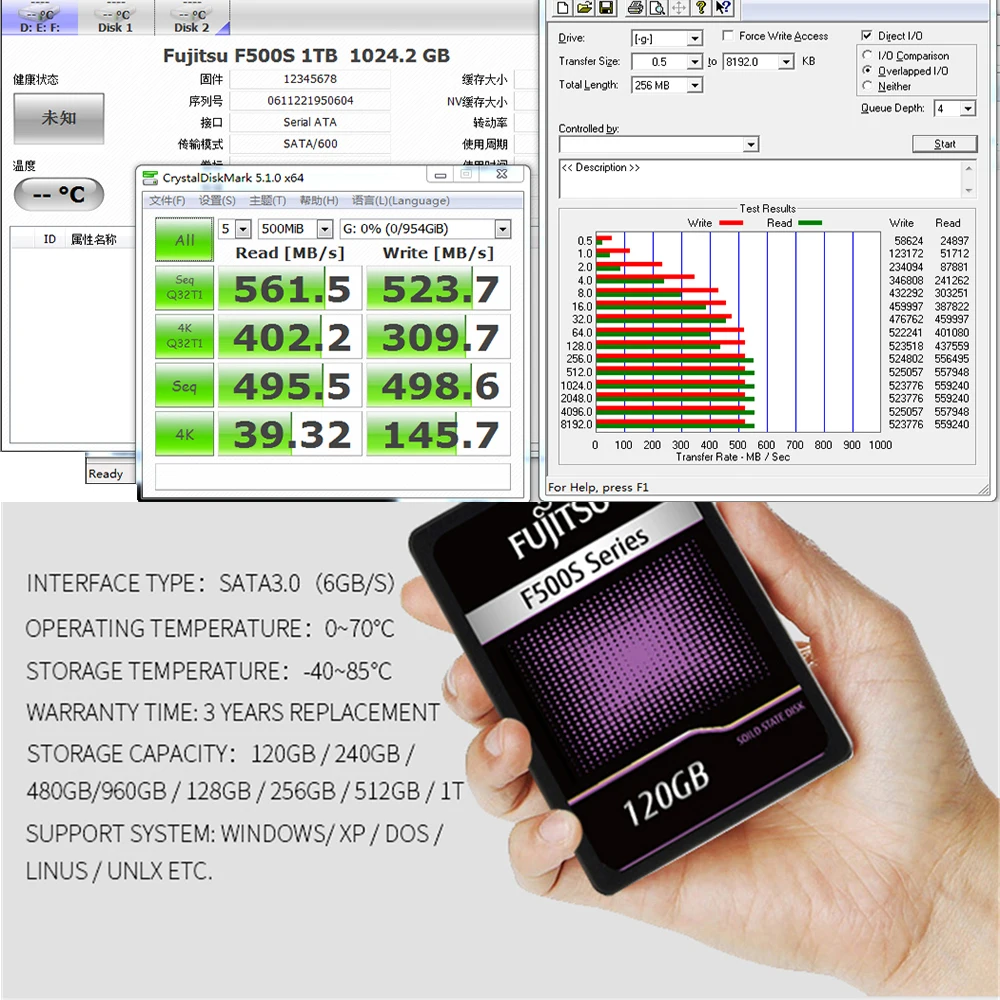FUJITSU 2 5 &quotssd 1 ТБ sata3 ssd 1024G 3D NAND Flash SMI/Phison/Realtek TLC жесткий диск твердотельные