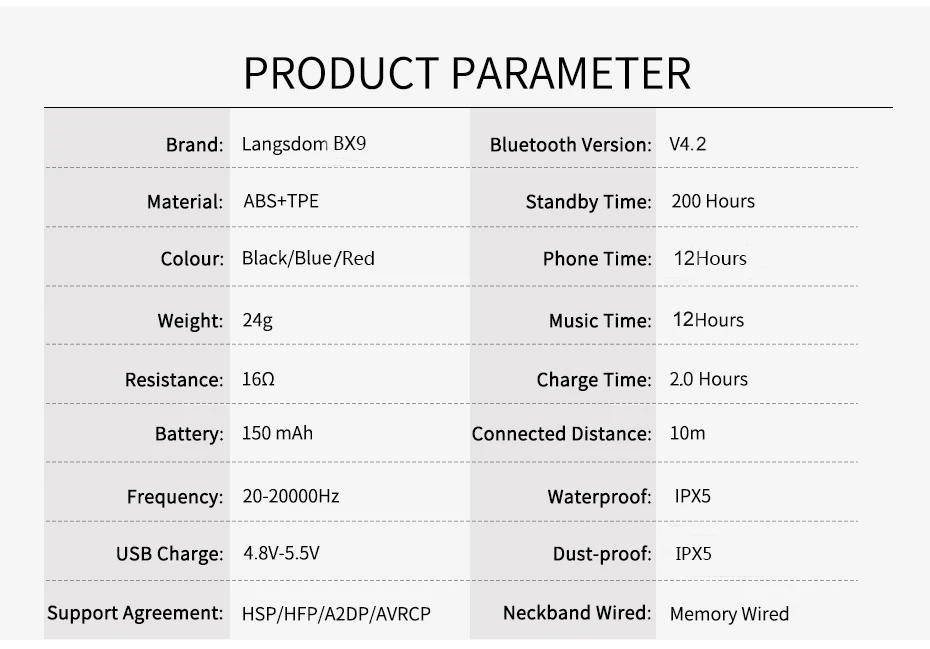 Langsdom BX9, беспроводные наушники, шейные, спортивные, audifonos, Bluetooth, наушники, auriculares, 12 h, музыка, Bluetooth, гарнитуры для телефона