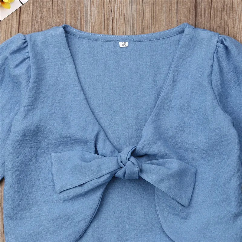 Летний детский комплект одежды для девочек От 1 до 6 лет топы с короткими рукавами