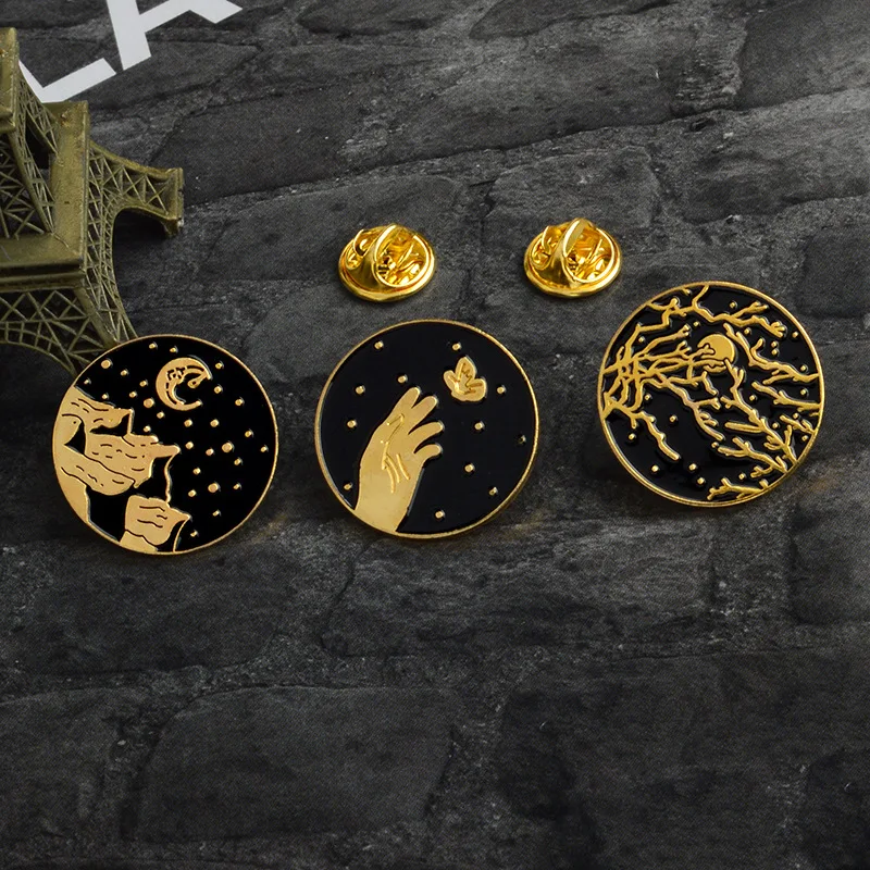 Винтажная брошь в виде героев мультфильмов Moon Starry Sky Горный кинжер шпильки значки
