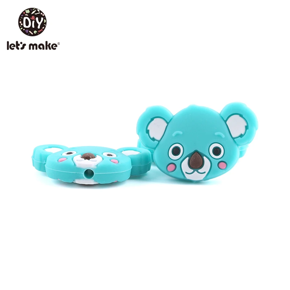 koala 2 Let's Make 5 шт силиконовые бусины в виде облаков пищевые Материалы Силикон для жевания бусины Детские аксессуары DIY Подвеска для кормления ребенка прорезыватель - Цвет: koala 2
