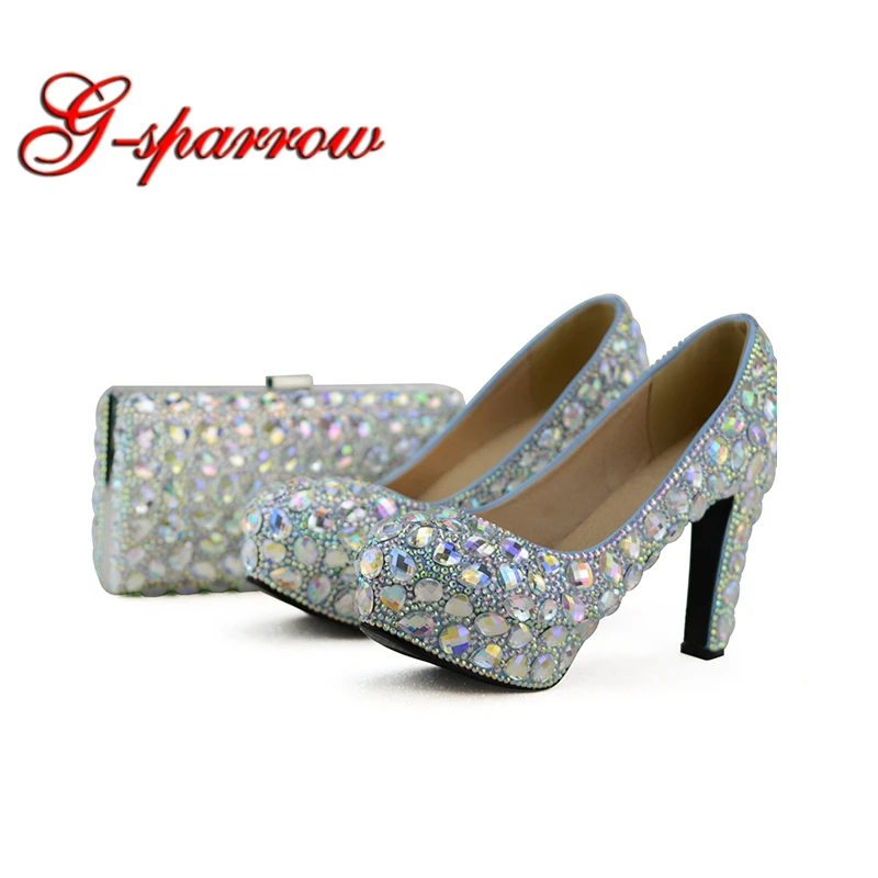 Женские свадебные туфли со стразами на массивном каблуке 12 см|crystal wedding shoes|wedding