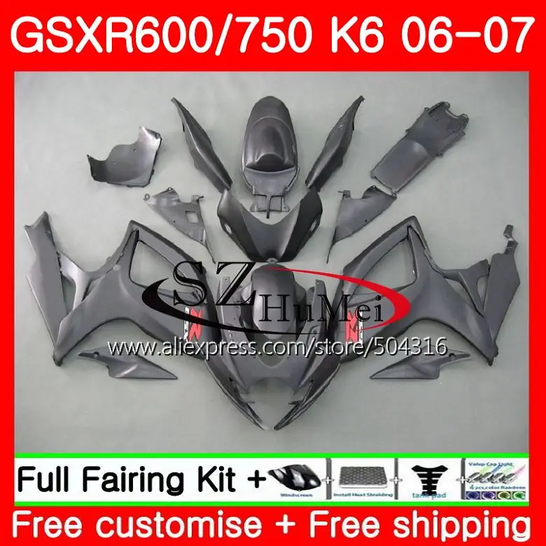 Bodys For SUZUKI Matte black GSXR 750 600 R600 GSX-R750 06 07 31SH3 GSXR750 GSX-R600 K6 GSXR600 2006 2007 Fairings | Автомобили и
