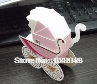 Free shipping wedding favor --Baby shower--baby stroller box in pink and blue color 100PCS/LOT | Дом и сад