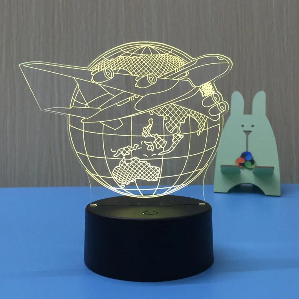Самолёт 3D светодиодный светильник Ночник Новинка подарок для детей светодиодная
