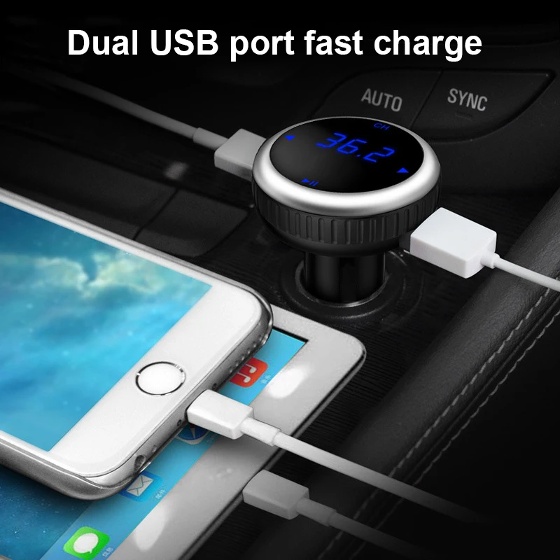 Беспроводной автомобиля Bluetooth MP3 плеер fm передатчик Поддержка TF карты Dual USB