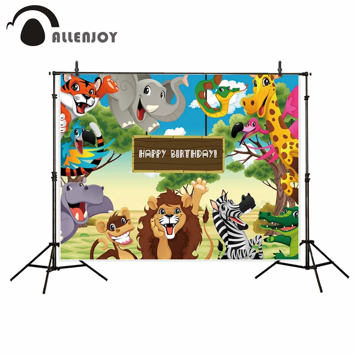 Allenjoy фон с днем рождения лесной джунгли животные мультфильм лев Вечеринка