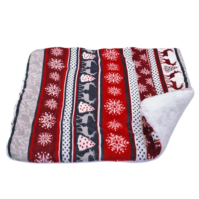 red Теплая кровать для собаки, коврик для щенка, кошки, домик для питомника, маленькие, средние, большие кровати для собак, рождественское спальное одеяло, чихуахуа, снежинка, мата dla psa - Цвет: red