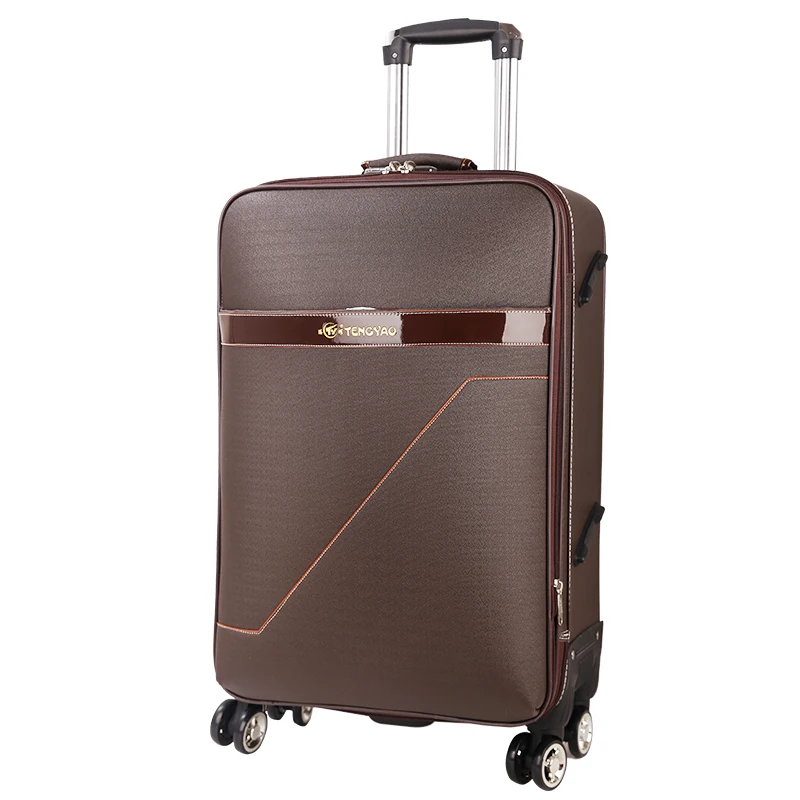 Fashion travel rolling luggage carry on trolley bag men women PU spinner password box business high quality suitcase