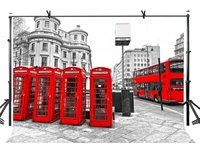 150x220cm red phone booth backdrop retro red telephone box british style photography background for camera photo