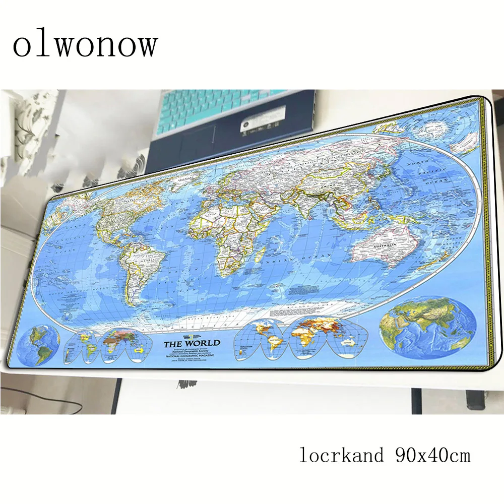 Коврик для мыши с картой мира игровой коврик HD принтом 900x400x3 мм