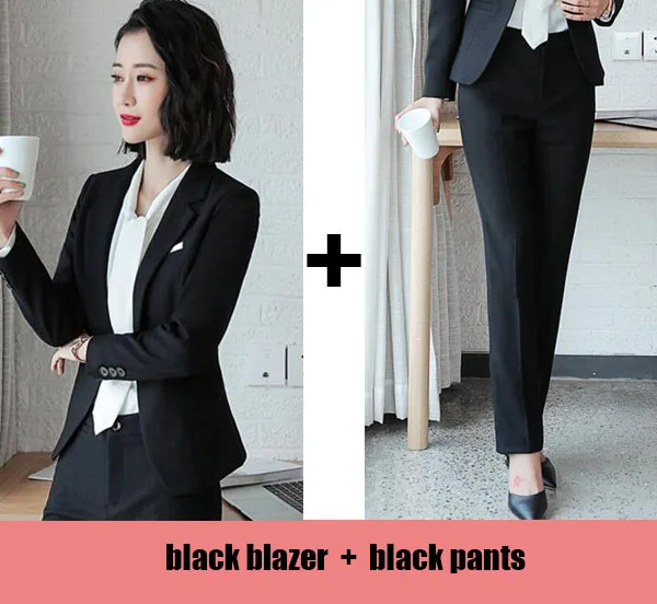 blazer and pants Деловая официальная Женская юбка костюм Осенняя Модная элегантная красивая блейзер и Офисная Женская юбка большого размера рабочая одежда однотонная - Цвет: blazer and pants