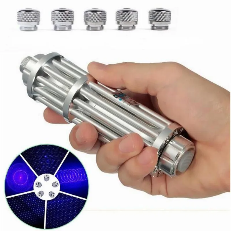 JSHFEI синий лазерный указатель 445nm Класс IV Мощный фонарик Gatling встроенный