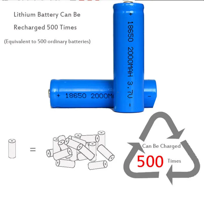 10 шт./лот 18650 3 7 V 2000mAh аккумулятор литий-ионный для фонарика банка питания оптовая