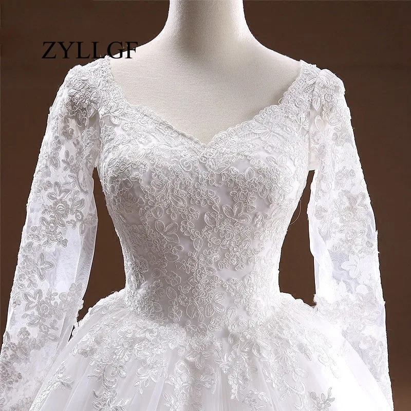 Женское бальное платье ZYLLGF Vestidos De Noiva винтажное кружевное с v-образным вырезом и