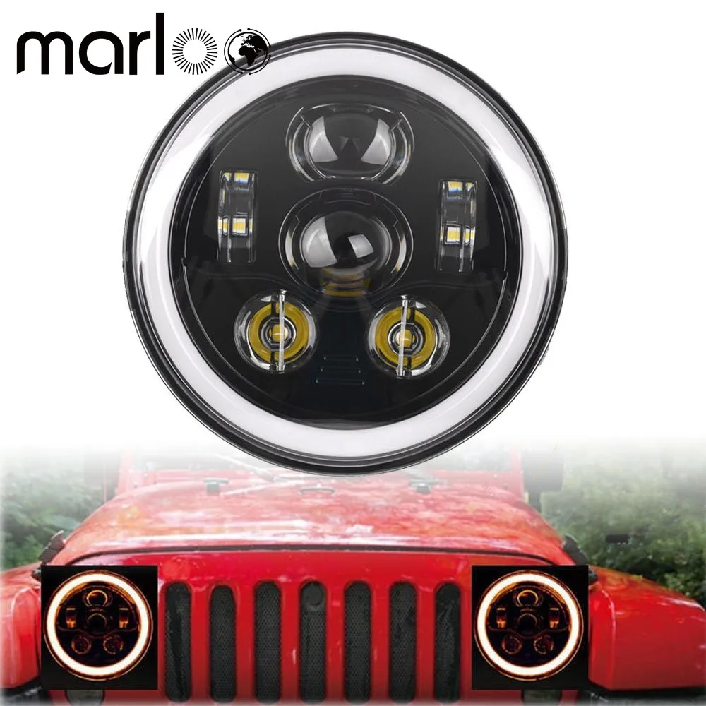 Для Jeep Wrangler головной светильник 7 дюймовый круглый спереди Белый DRL желтый сигнал