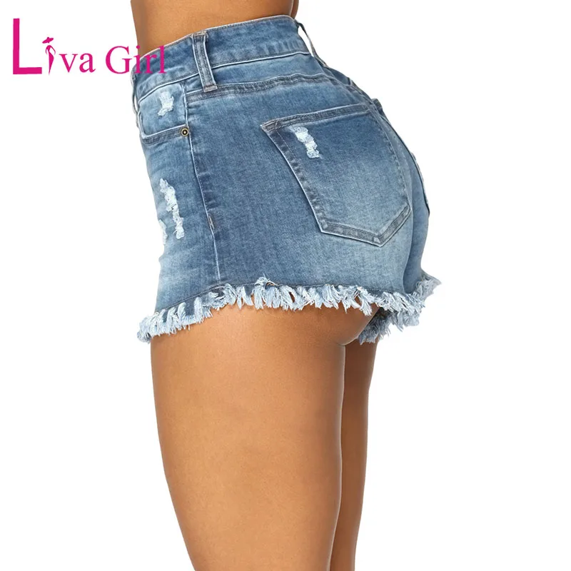 Летние женские джинсовые шорты LIVA GIRL с завышенной талией 2019 модные горячие