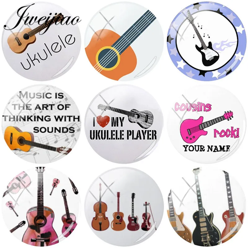 

JWEIJIAO I Love Rock Guitar DIY Glass Cabochon Photo Dome Demo Flat Back Making Findings 5pcs/lot Dropshipping