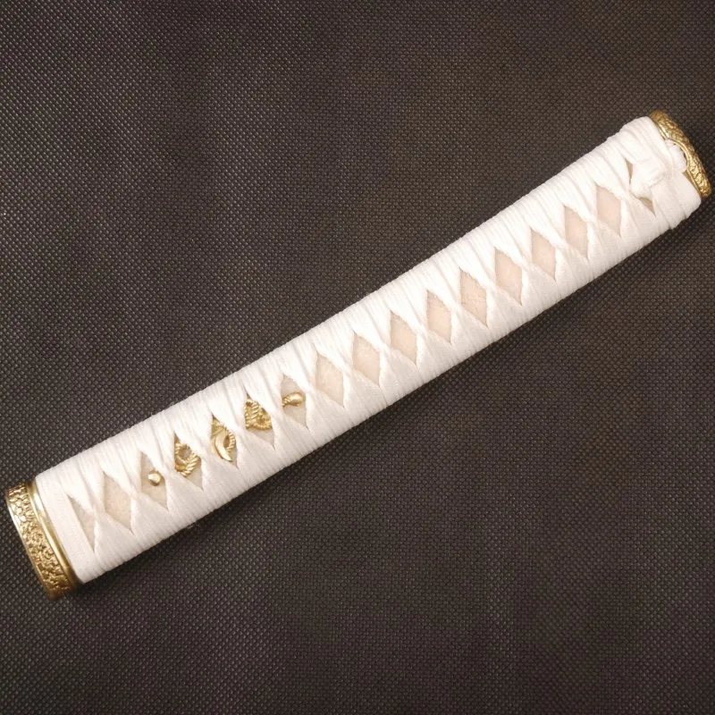 Прямая рукоятка Tsuka с белым шелком Ito и натуральной белой Rayskin высококачественная
