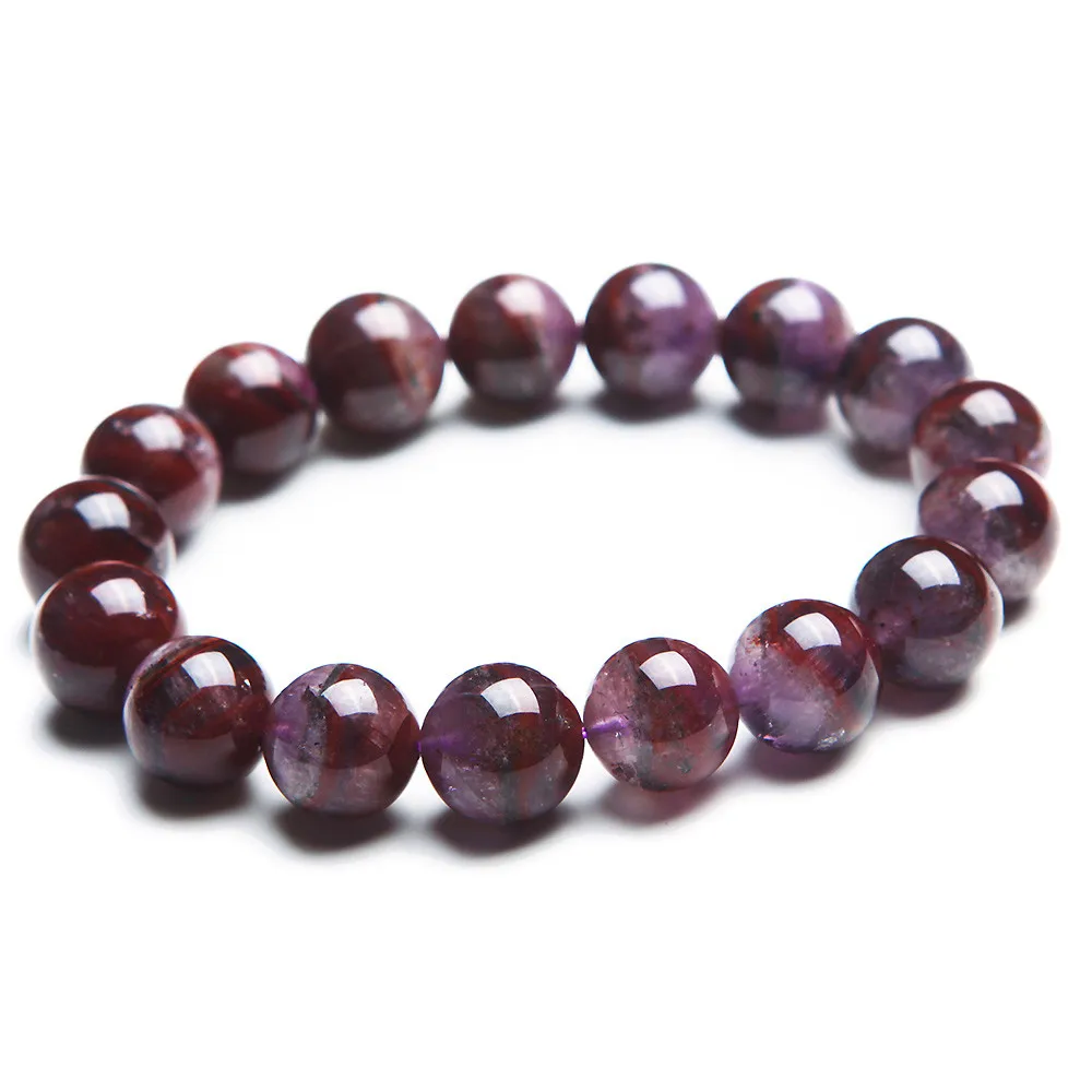 

12mm Natural Purple Red Auralite 23 Bracelet Jewelry For Women Lady Men Reiki Luck Gift Crystal Round Beads Stone Strands AAAAA