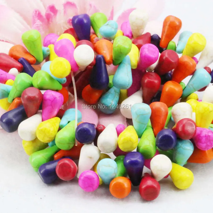 

11mm Accessories Jewelry Colorful Drop Turkey Stone DIY Loose Beads Stone For Necklace Bracelet Howlite Stripe Women Gifts Gems