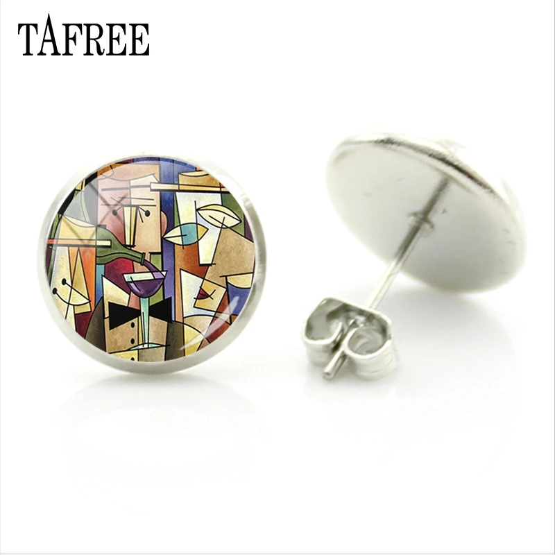 Серьги-гвоздики TAFREE 3D с абстрактной природной живописью модные популярные