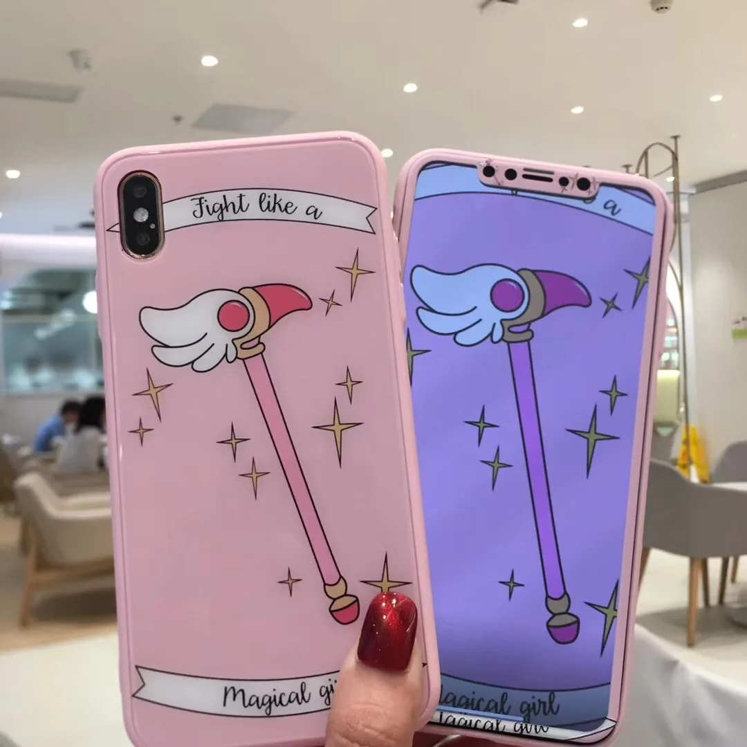 Жесткий чехол для телефона с мультяшным рисунком + Защита экрана iphone 7 8 Plus XR X XS Max