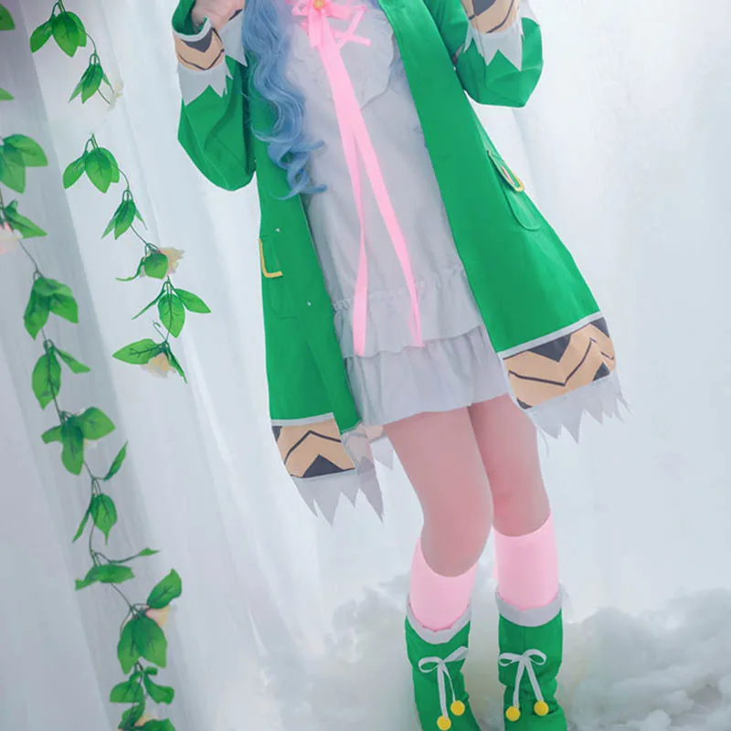 Coshome Date Live Yoshino Косплей костюмы W зеленое женское пальто с капюшоном для девочек