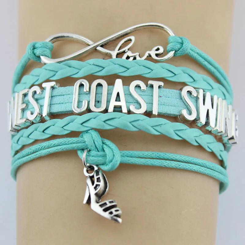 Infinity Love West Coast Swing Bracelets Dance High heels Charm Handmade Rope Leather Bangles For Women Men Jewelry | Украшения и