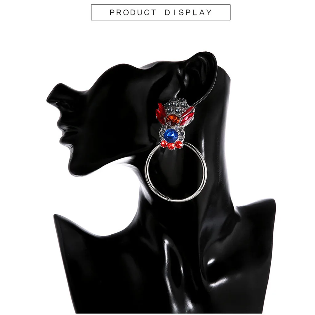 

Woman Elegant Bohemian Metal beautiful Geometric Round Earrings Ladies Jewelry Circle plus drill ladies fashion A523