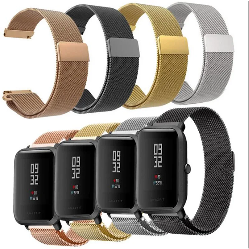 Ремешок Миланская петля 20 мм из нержавеющей стали для смарт-часов Huami Amazfit Youth bit