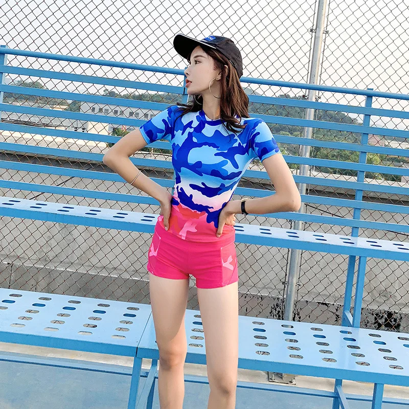 Одежда для плавания женщин Рашгард купальник серфинга с коротким рукавом