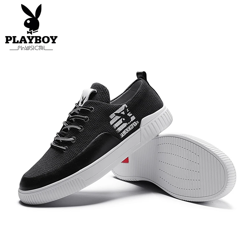 

PLAYBOY 2019 New Brand shoes men Spring/Autum Flats Lace-Up Breathable casual Shoes Canvas shoes Breathable Moccasins shoes