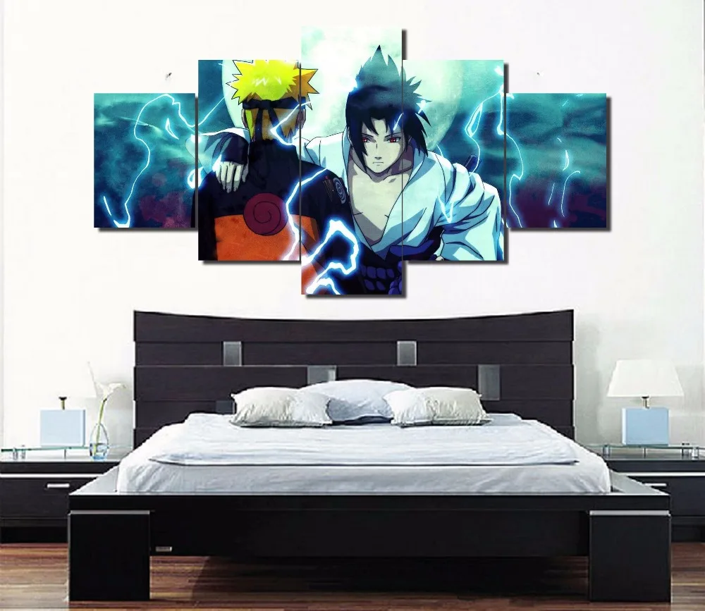 5 панельных холщовых художественных наклеек Наруто декоративные обои картина