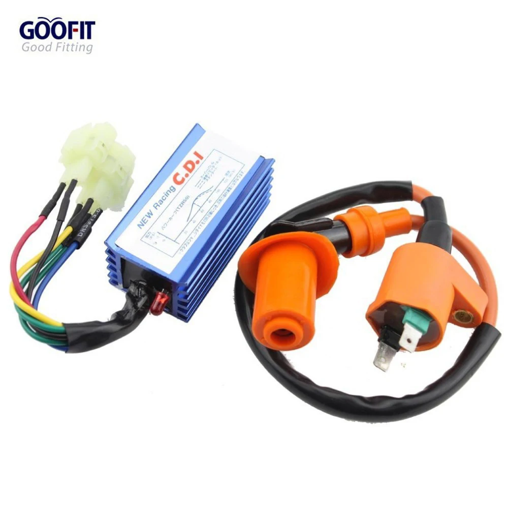 GOOFIT 6 pin Racing CDI катушка зажигания Набор для Yerf Dog GY6 50cc 60cc 80cc 125cc 150cc 139QMB ATV Скутер Go Kart